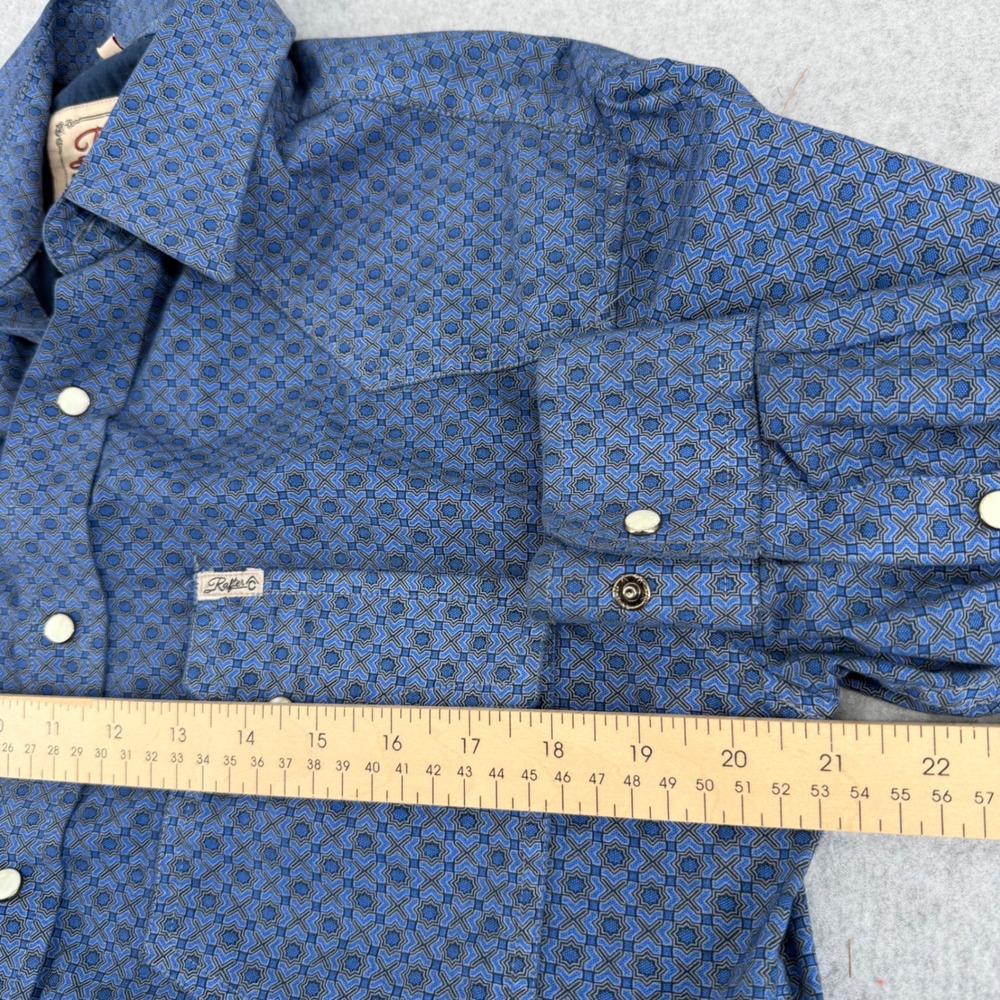 Rafter C Cowboy Collection Mens Blue Geometric Pearl Snap Western RC1810714R - Picture 6 of 12